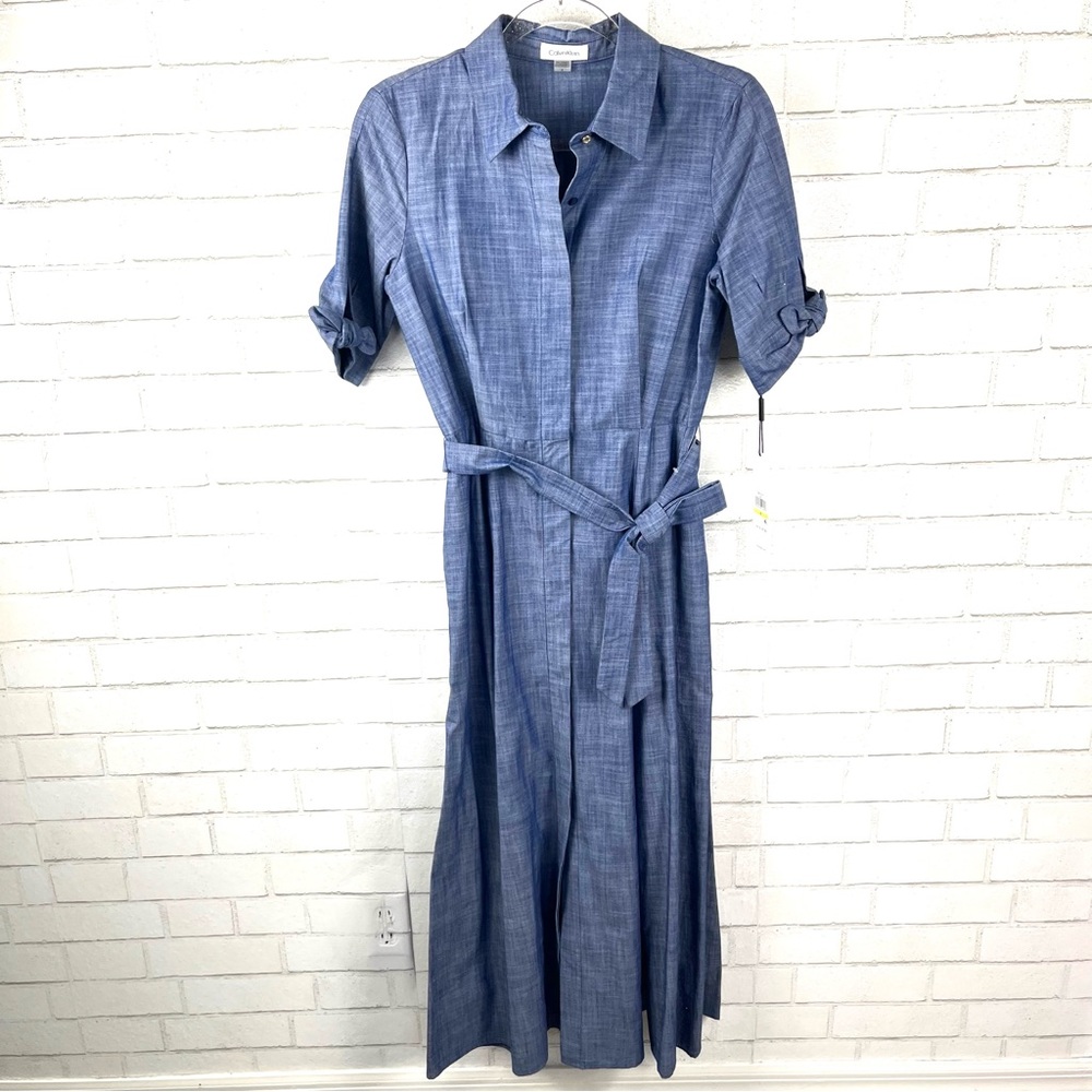 Nwt Calvin Klein Chambray Blue Dress size 4